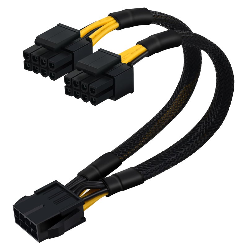 COMeap CPU 8 Pin Splitter, Female to Male Power Supply EPS Converter Adapter Extension Sleeved Cable for Motherboard 9.5-inch(24cm) - Image 1